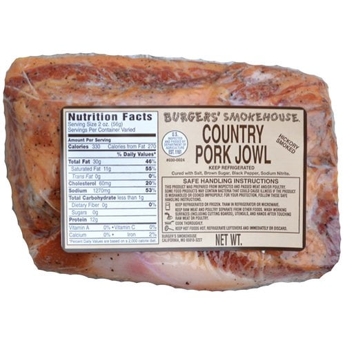 Burgers' Smokehouse Country Pork Jowl, .75 1 lb by