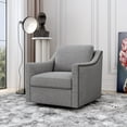 thumbnail image 6 of Swivel Accent Chair, Paproos Linen Upholstered Armchair, 31’’Wide 360 Degree Swivel Barrel Chair with Cushions & Nailhead Trim, Comfy Reading Chair Club Sofa Chair for Living Room， Light Gray, 6 of 9