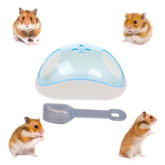 PUMYPOREITY Hamster Sand Bathroom, Rat Mouse Bath Sand Sauna Toilet Washroom Box with Shovel, Pet Bath Kit, Plastic Sand Bath House for Gerbils, Hedgehog, Squirrel