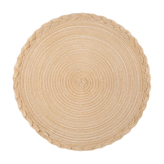 Leodye 1PCS Round Woven Placemats, Washable Heat Resistant Non-Slip Table Mats, Reusable Decorative Pad for Dining Kitchen Table -14.96x14.96 in