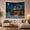 Moon Cottage, variant on White Peacocks in Grand Classical Room with Snowy Night View, Serene Cottagecore for Holiday Decor Lovers, Opulent Art Print, Christmas Gift Tapestry Wall Hanging for Living Room and Bedroom