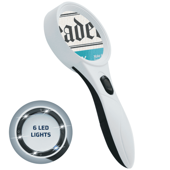StrongArm LED Lighted High Power Magnifying Glass For Reading, Hobbies, Crafts, Coins, Stamps, Reading Fine Print, Macular Degeneration, Prescriptions, Maps, Low Vision Tasks