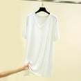 thumbnail image 2 of AherBiu Pajama Tops for Women V Neck Short Sleeve Long Top Tees Tshirts Comfy Loose Homewear Shirt, 2 of 5