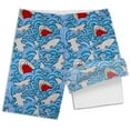 thumbnail image 3 of Hienoo Teen Boys Shark Print Swim Trunks with Compression Liner Beach Shorts, 3 of 4