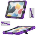 thumbnail image 6 of ELEHOLD for iPad 10.2 2021/2020/2019 Ragged Case, Soft Silicone Hard PC Shoulder Strap Built-Kickstand Anti-Drop Shockproof Heavy Duty Protective Cover Case,Purple, 6 of 9