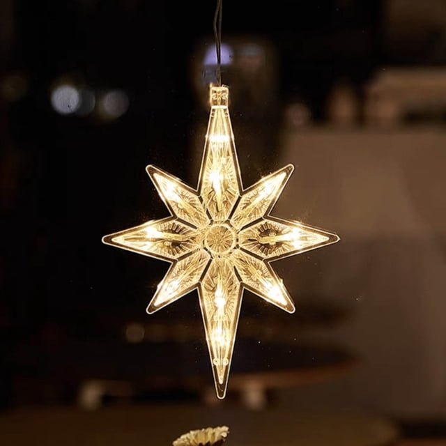Xihbxyly Lámpara Colgante Led con Forma de Ciervo y Copo de Nieve, Decoración Festiva para Ventanas, Luz Blanca Cálida, Funciona con Pilas, Ambiente Romántico, Adorno Navideño para El Hogar, Material