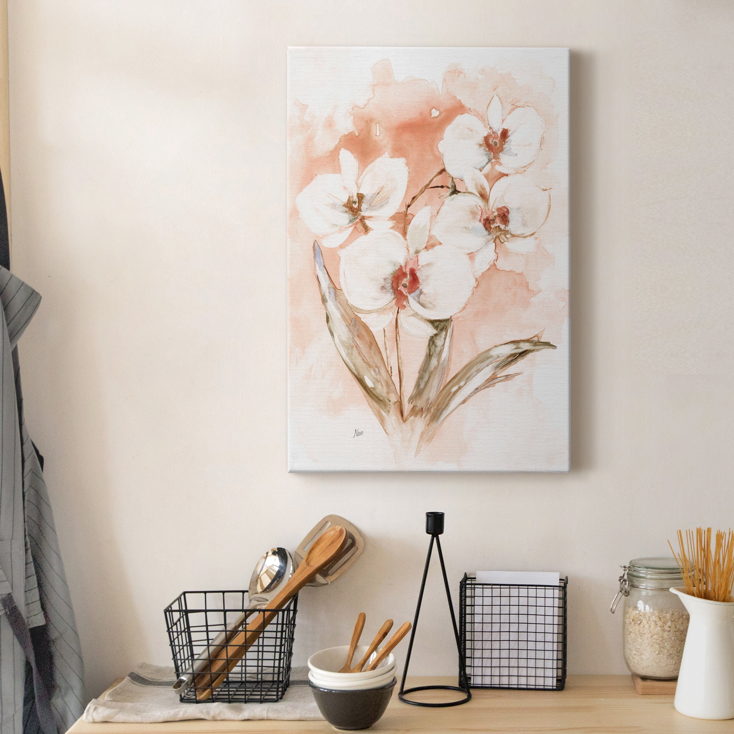White and Coral Orchid I Premium Gallery Wrapped Canvas - Ready to Hang - 24 x 36