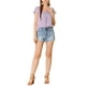 thumbnail image 2 of INSPIRAR CHIC Blusa Floral para Mujeres del Día de San Valentín Casual de Verano Cuello Cuadrado Chifón de Manga Corta con Volantes 3XL Púrpura, 2 of 7