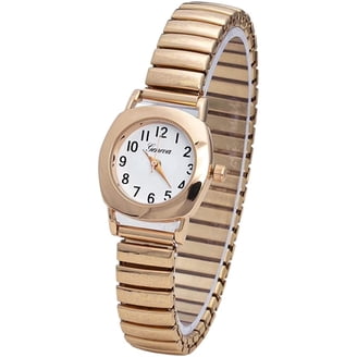 Women\'s Gold Black Analog Quartz Metal hinged Bangle Pearl Cuff Bracelet Watch Vintage USS Bangle Women Watch – Gold spiral Cuff with Black  main image 2
