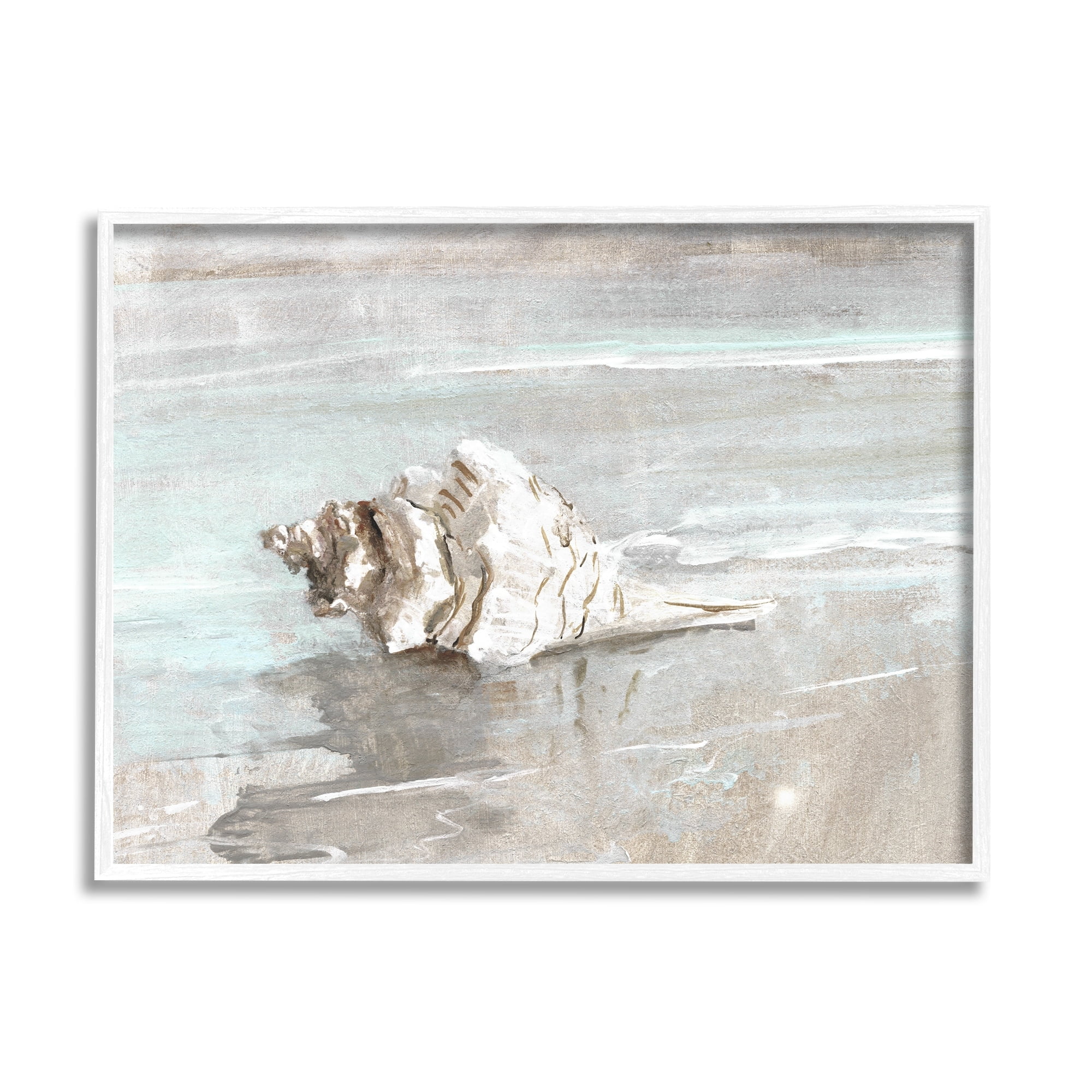 Stupell Industries Conch Resting on Quiet Shore Animal Sea Life,14 x 11, Design by Sally Swatland