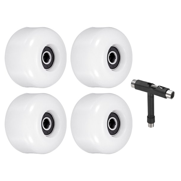 Juego de ruedas y rodamientos de patineta Uxcell de 54mm ABEC-9 para ruedas de patineta Cruiser 85A, Blanco, paquete de 4