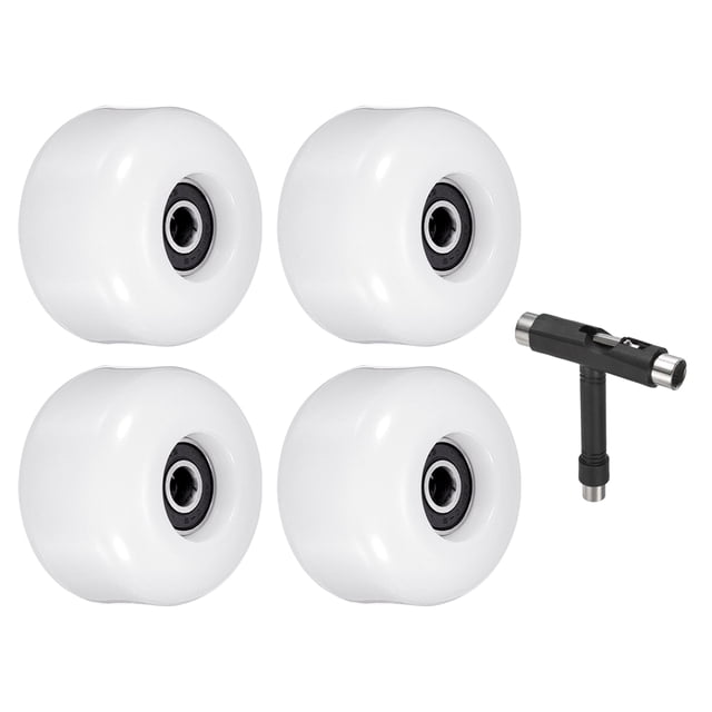 Unique Bargains Ensemble de Roues et Roulements pour Planche à Roulettes 54mm ABEC-9 Roues de Rue pour Planche à Roulettes Cruiser Roue 85A, Blanc 4 Pack