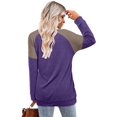 thumbnail image 4 of Womens Tops Color Block Pullover Long Sleeve T Shirts with Pockets Crew Neck Tunic Blouse, 4 of 5
