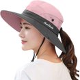 thumbnail image 1 of Chapeau de Soleil pour Femmes, Protection UV Été, UPF 50+, Chapeau de Queue de Cheval pour Plage, Jardin, Pêche, Randonnée, 1 of 4