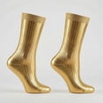 thumbnail image 5 of Gold Stockings Shiny Metallic Ribbed Laminated Socks, 5 of 5