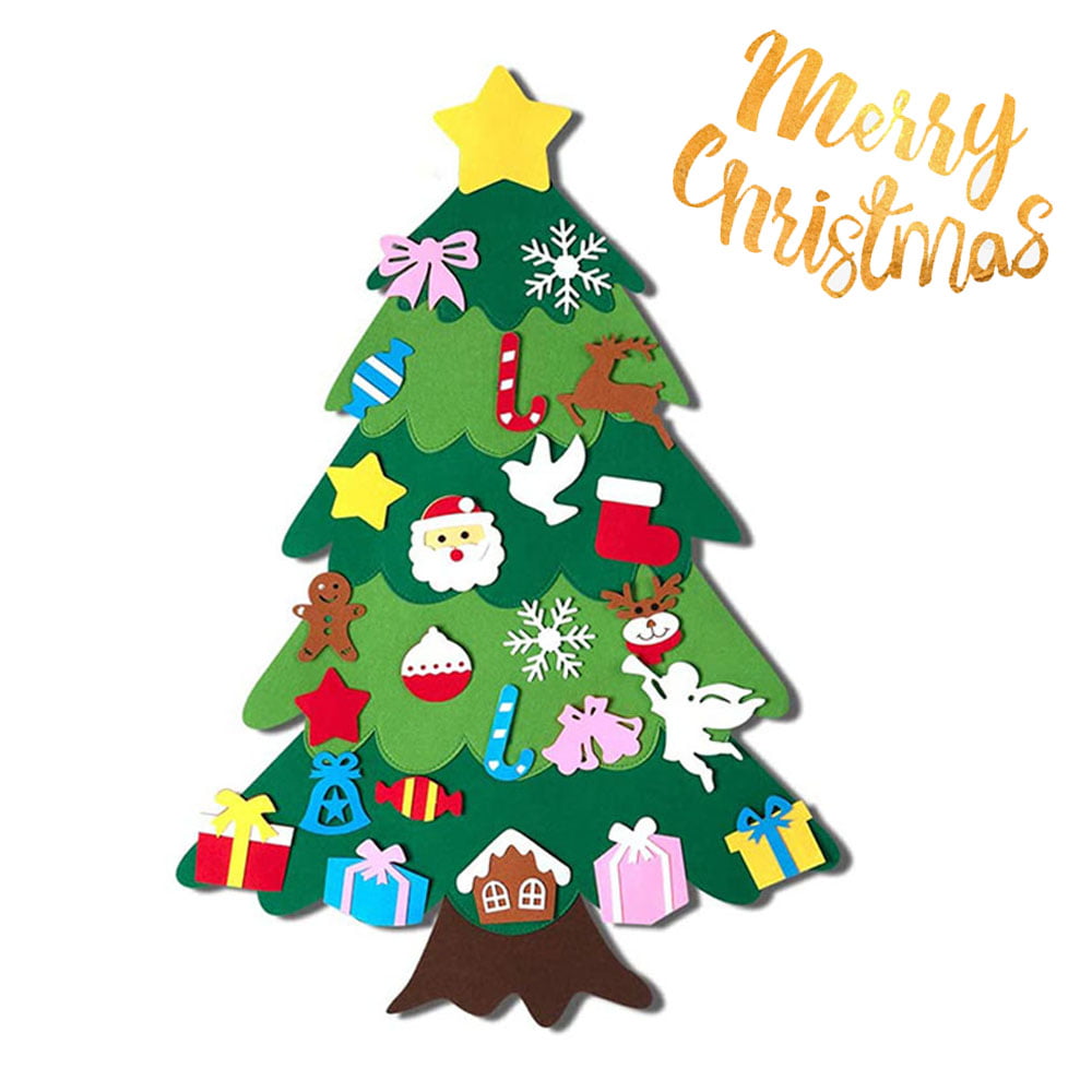 Details about   Wall Hanging Felt Christmas Tree DIY with Ornaments String Light for Kids Gift 