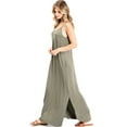 thumbnail image 2 of Lana Roux Womens Casual Soft Stripe Spaghetti Strap Maxi Dress (Olive, Large), 2 of 3