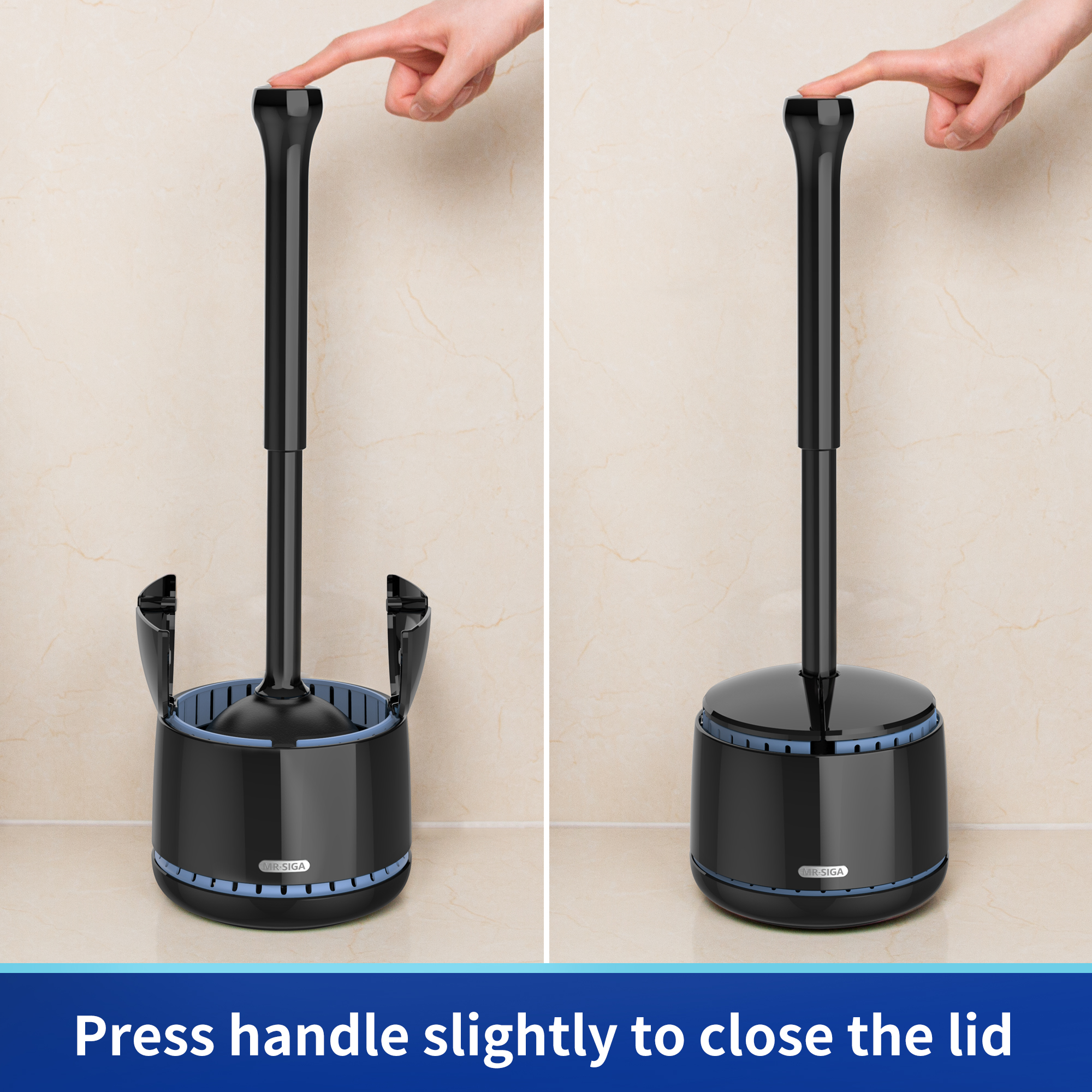 MR.SIGA Heavy Duty Toilet Plunger with Holder Combo, Black photo 8