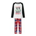 thumbnail image 2 of Franhais Christmas Family Pajamas Set Letter Print Raglan Long Sleeve Tops and Plaid Pants Loungewear Soft Sleepwear, 2 of 10