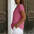 thumbnail image 6 of Linen Shirts for Women Short Sleeve V Neck Button Down Loose Gauze Blouses, 2XL, 6 of 7