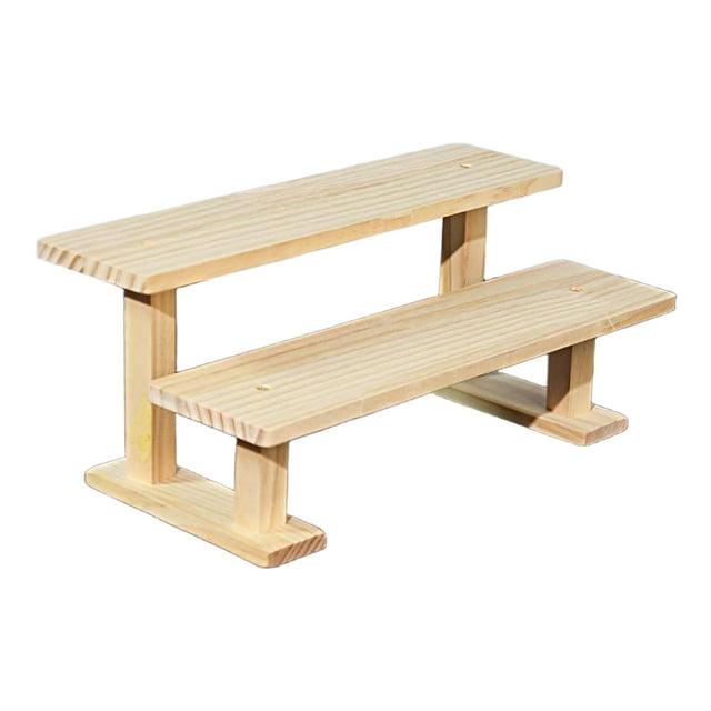 Luzkey Figure Display Stand Storage Shelf Decoration Multifunctional Perfume Organizer Wooden Display Riser for Cosmetics Countertop 2 Tier 30cm