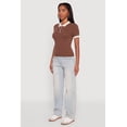 thumbnail image 4 of Women's Contrast Trim Cable Knit Sweater Polo, 4 of 5