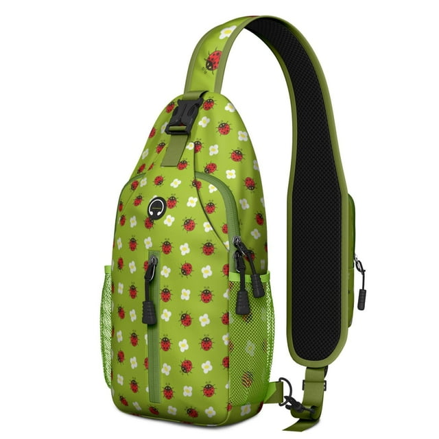 Sac à Dos à Motif de Coccinelle à Pois Rouges, Sac à Bandoulière Léger avec Imprimé Coccinelle Mignon, Design d'Insecte de Jardin, Sac de Voyage Anti-Vol pour Trajets Quotidiens, Extérieur, Gym
