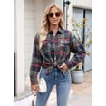 thumbnail image 6 of Womens Classic Button Down Plaid Flannel Shirts Long Sleeve Oversized Casual Business Blouse Tops  XXL, 6 of 8
