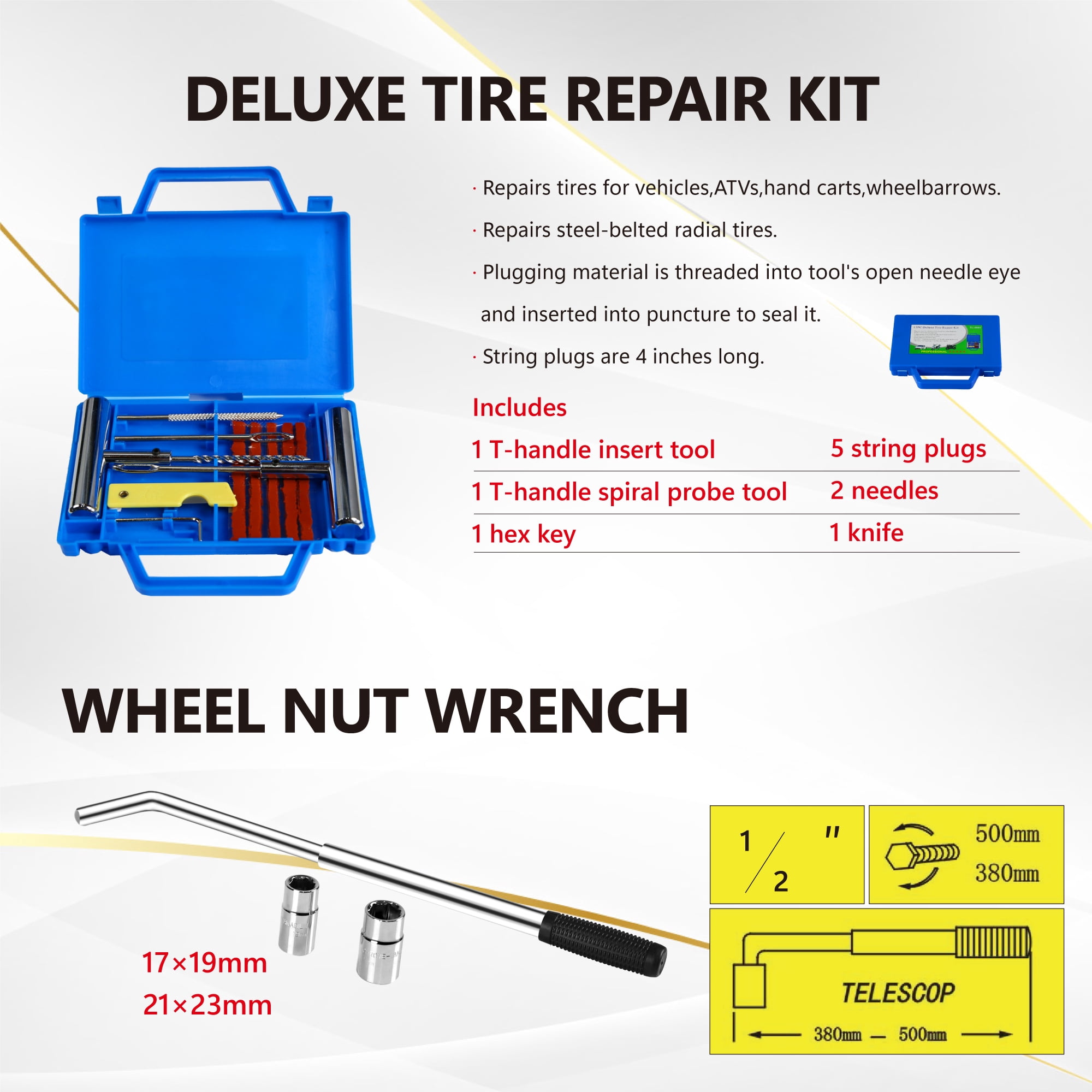 Floor Jack, 2 Ton Low Profile Floor Jack, 3t jack stand Tire Repair Kit L-Wrench Heavy Duty Steel Racing Floor Jack with Single Piston Quick Lift Pump, Floor Jack Lifting Range 3.3"-15.2"