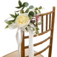 thumbnail image 3 of KAIYANG Juego de 4 piezas de flores para respaldo de silla de boda, flores de bosque para respaldo de silla con lazo para pasillo, iglesia, banquete, banco, flores de seda, ramo de aro floral para niñ, 3 of 5