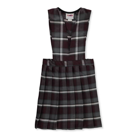 French Toast Big Girls’ "Heaven" Crossover V-Neck Jumper (Sizes 7 - 16) Color: green/red/gold *plaid #66* Size: 8