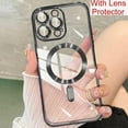 thumbnail image 2 of Magnetic Case for iPhone 13 Pro Case [Compatible with MagSafe] Camera Lens Protector Plating Luxury Cover for Women Men Clear Soft TPU Shockproof Protective Phone Case - Black, 2 of 12