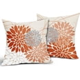 thumbnail image 2 of Orange Pillow Covers 18x18 Inch Dahlia Flower Fall Colored Pillow Case Farmhouse Outdoor Decor for Home Bedroom Living Room Rustic Modern Floral Linen Square Cushion Cover, Set of 2, 2 of 6