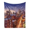 thumbnail image 1 of United States Soft Flannel Fleece Blanket, Richmond Virginia Highway Office Buildings Downtown at Dusk Urban Lifestyle, Cozy Plush for Indoor and Outdoor Use, 60" x 80", Multicolor, by Ambesonne, 1 of 6
