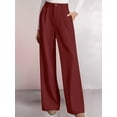 thumbnail image 5 of Womens Wide Leg Dress Pants Business Casual Flowy Work Palazzo Pants High Waisted Slacks Trousers Wine Red L, 5 of 10