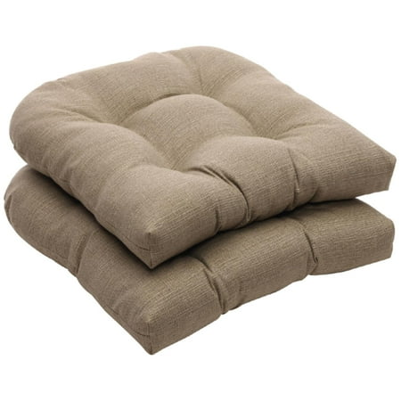 Set of 2 Eco-Friendly Textured Taupe Outdoor Wicker Seat Cushions 19