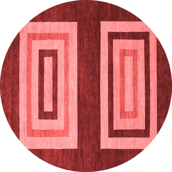 Ahgly Company Indoor Round Abstract Red Modern Area Rugs, 5' Round