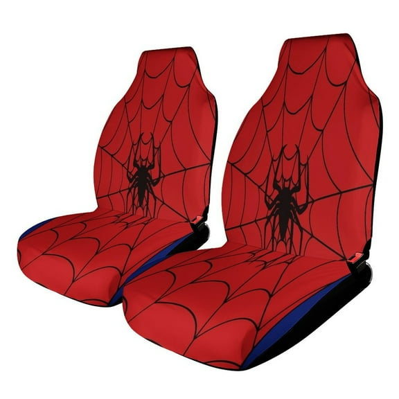 Red Spider Web Black Cartoon Car Seat Cover Set Auto Front Bucket Cushion Protect Accessories 2 Piece