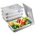 thumbnail image 1 of WantJoin Steam Table Hotel Pans with Lid 1/1 Full Size 4 Inch Deep 4 Pack Stainless Steel Metal Tray Sets Food Storage Container Restaurant Chafing Dishes Commercial Buffet Warmer Catering Supplies, 1 of 5