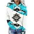 thumbnail image 2 of YueHuiYing Women's Geometric Print Hoodie Pullover Cowgirl Ethnic Rhombus Printed Hooded Winter Sweatshirt, 2 of 5