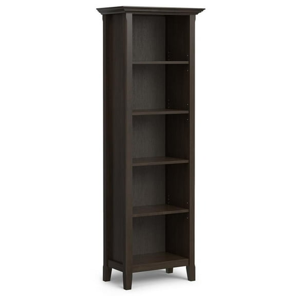 Pemberly Row 24" 5-Shelf Solid Wood Bookcase in Hickory Brown