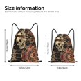 thumbnail image 4 of Drawstring Backpack - Gothic Eastern Floral Skull Splash Proof Small Drawstring Gym Bag for Women Men, Cinch Sports String Bag Backpack for Travel Swimming Beach, 4 of 8