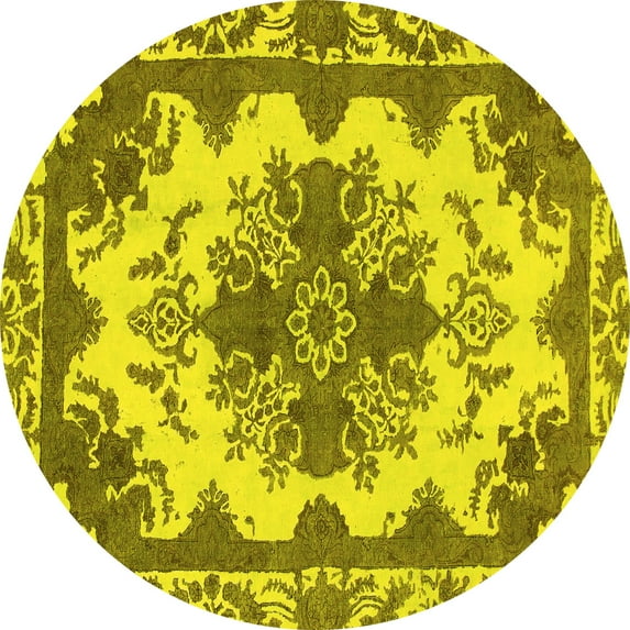 Ahgly Company Indoor Round Persian Yellow Bohemian Area Rugs, 8' Round
