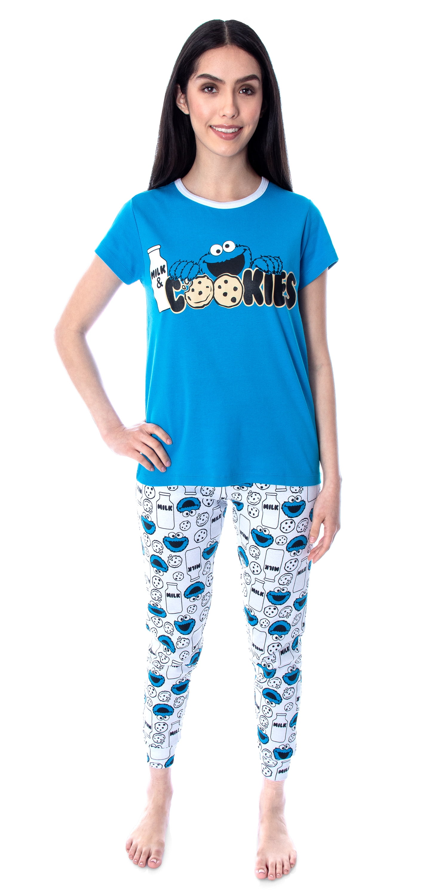Afleiden Bengelen jas Sesame Street Cookie Monster Milk n' Cookies Mommy and Me Pajama Set  (Women, XL) - Walmart.com