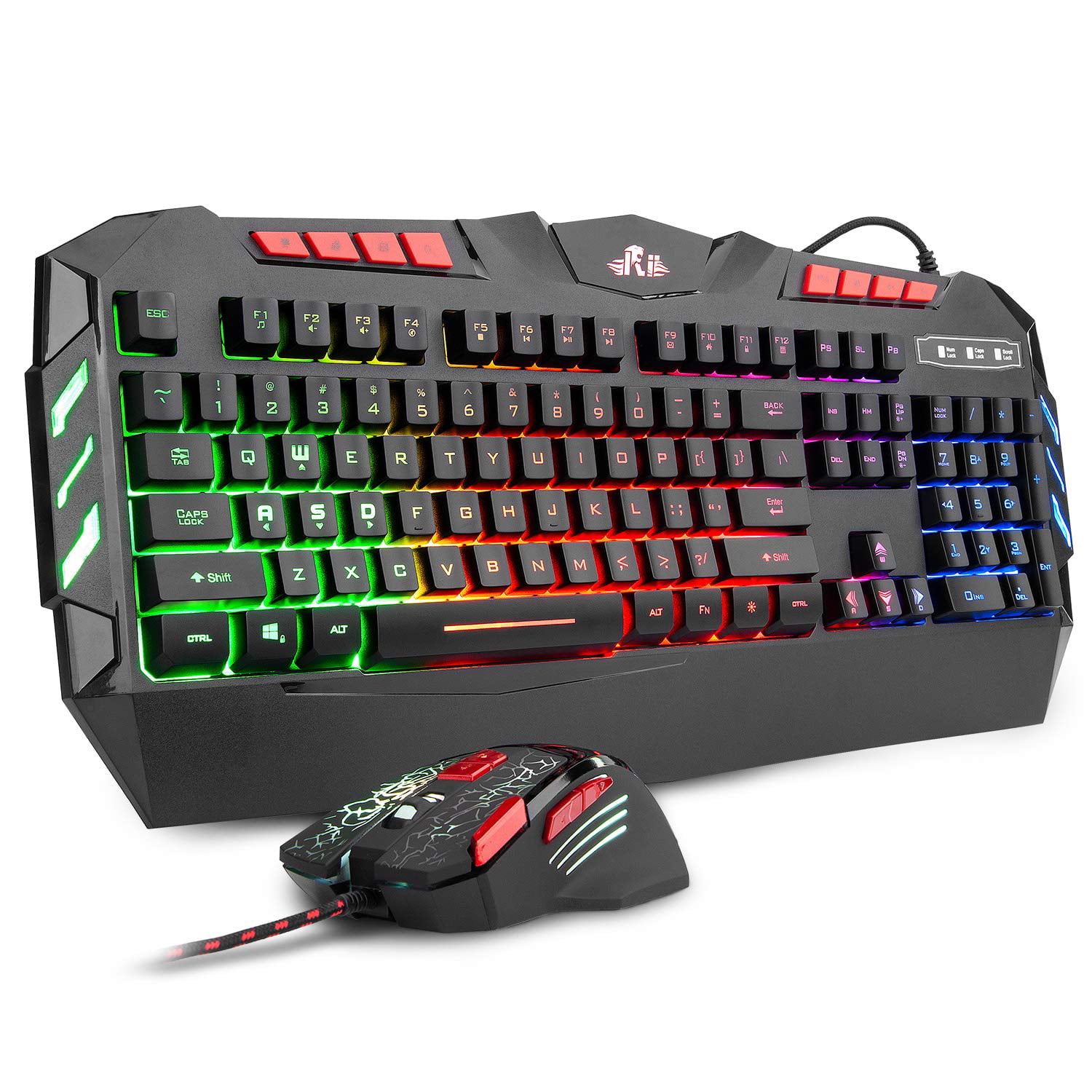 Rii RGB LED Backlight Wired Gaming Keyboard and Mouse Combo,PC 