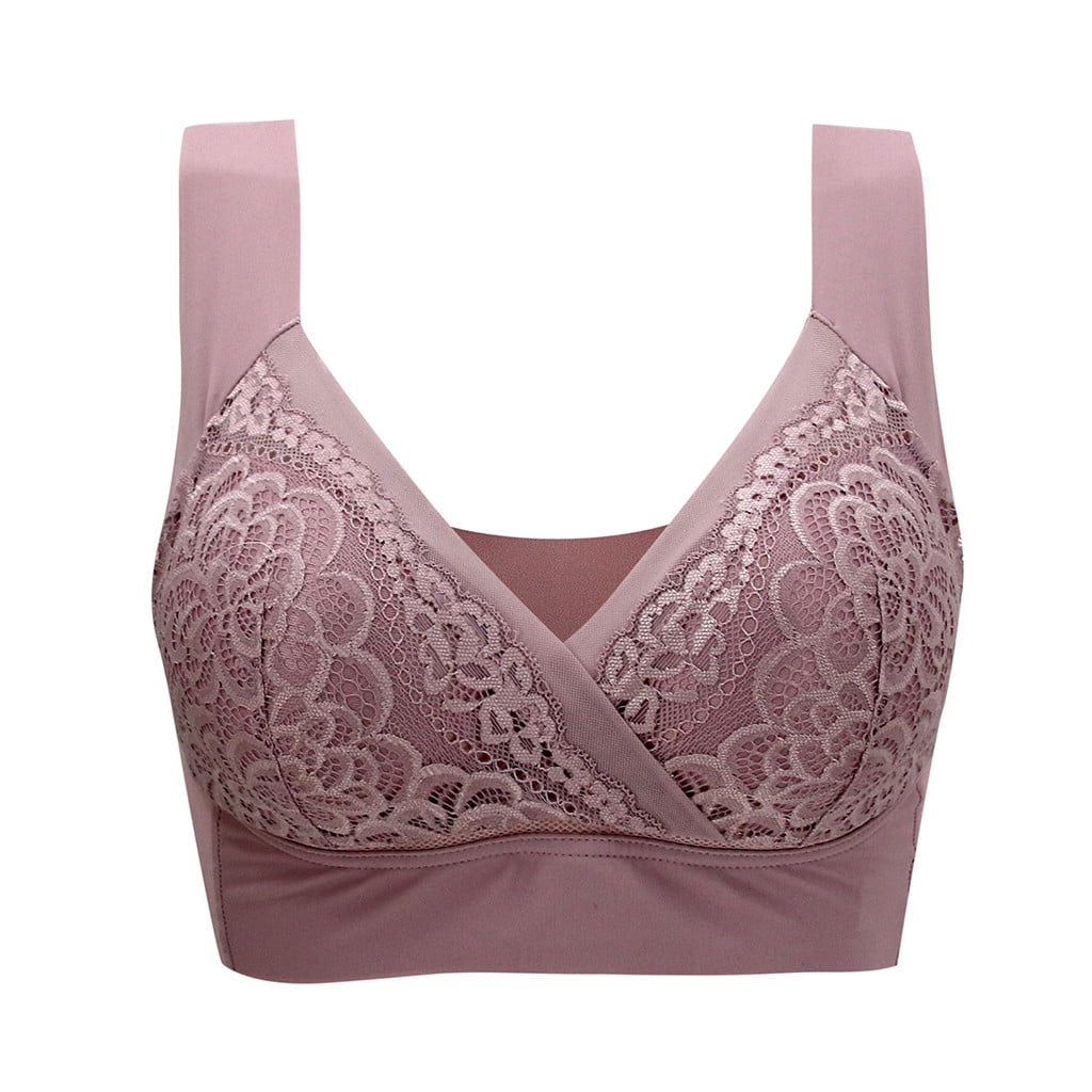 JD Women's Sexy Air Permeable Extra Support Wirefree Lace Bra Walmart