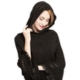 thumbnail image 3 of SWSMCLT Women's Poncho Sweater Ponchos and Wraps Soft Knit Winter Warm Blanket Wrap Shawl Pashmina Hooded Cape Casual Fringe Crochet Black One Size, 3 of 3