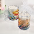 thumbnail image 4 of 2 PCS Plastic Storage Canister Clear with Lids Airtight Cotton Swabs Cans Bathroom Jar Floss Organizer Seahorse and Coral, 4 of 6