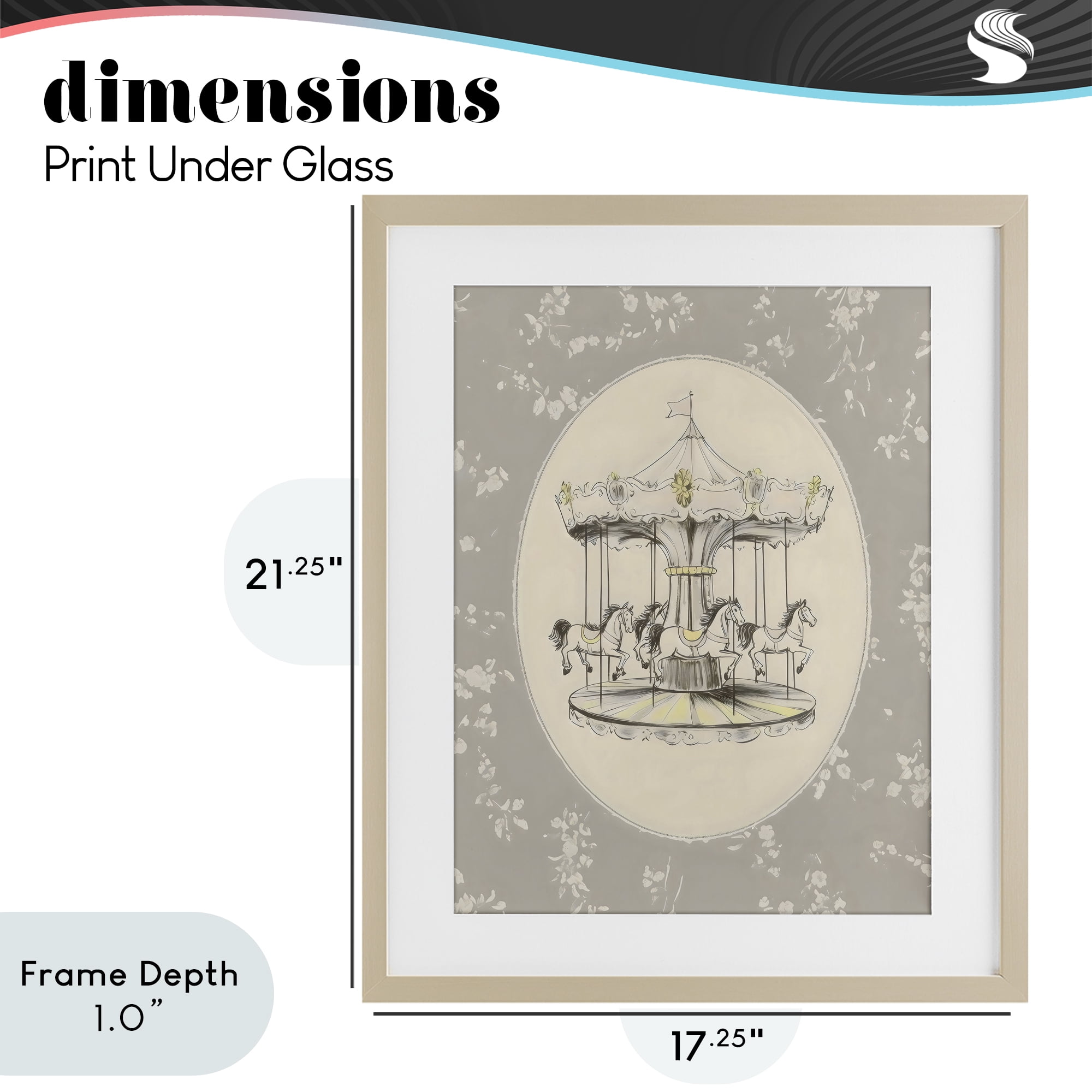 Stupell Industries Gentle Floral Carousel Birch Framed Print Under Glass, design by Arlington Prints