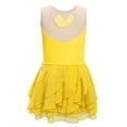 thumbnail image 4 of Haitryli Figure Ice Skating Dress for Girls Shiny Rhinestones Ballet Dance Gymnastic Leotard Lyrical Dancewear Yellow 4, 4 of 5